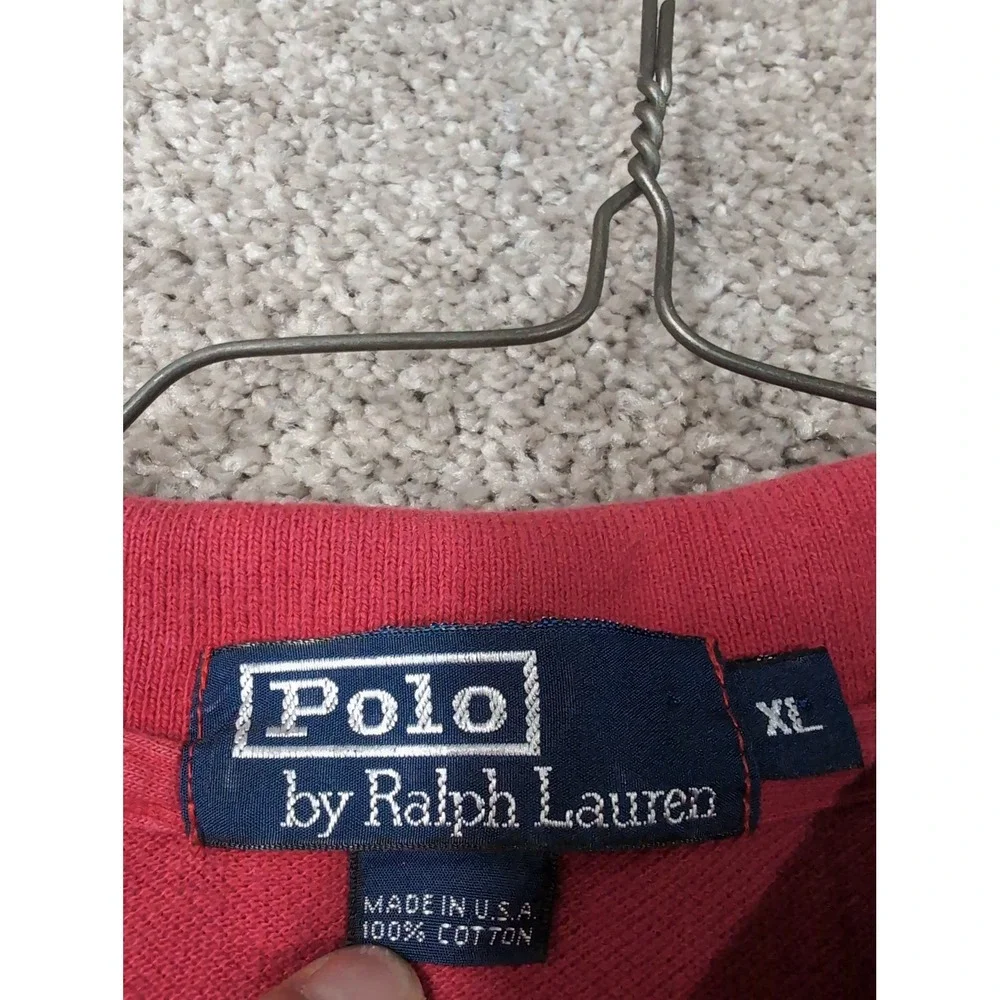 Polo Ralph Lauren Mens XL Red Cotton Pique Short Sleeve Polo Shirt Made in‎ USA